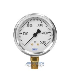 Wika Model 212.53 Bourdon Tube Dry Case Pressure Gauge 2.5 in. 0-5000 PSI 1/4 in. NPT - Lower Mount - No Flange