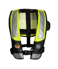 Mustang Survival Inflatable PFD with HIT (Auto Hydrostatic) with SOLAS Reflective Tape - Yellow-Green - Adult Universal