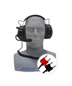 Amron Vented Dual Sided Headset with Boom Mic Dual Banana Plugs and 6 ft. Coiled Cord 2460-28R