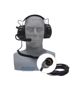 Amron Standard Headset with 4 Pin Audio Connector with 6 Foot Coil Cable and 17 Foot Straight Extension 2460-31R-17