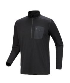Arc'teryx Cold WX Zip Neck AR - Wool Men's Base Layer in Black, X000005090