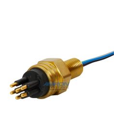 Micro Wet Bulkhead Connector - 5 Pin Male, Brass, 13 In. Wire, Standard Thread MCBH5M