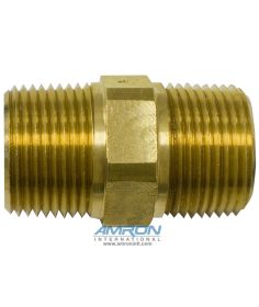 Parker FF-B-1 - FF Pipe Nipple Hex Brass - 1 inch NPT - Brass