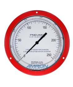 Perma-Cal 8.5-Inch Pneumo Depth Gauge 0.25% Accuracy 250 FSW / 75 MSW - Red PER-208FTM88R01