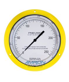 Perma-Cal 8.5-Inch Pneumo Depth Gauge 0.25% Accuracy 250 FSW / 75 MSW - Yellow PER-208FTM88Y01