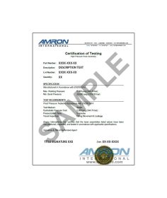 Amron High Pressure Hose Assembly Certificate of Testing