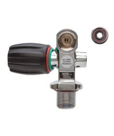XS Scuba PRO Valve with standard yoke outlet with spin-out DIN insert converts to 230 bar DIN outlet - P/N: VX200-30N-VI (3000 psi)