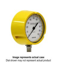 Perma-Cal 4.5 In. Dial Compound Process Turret Gauge 1% Accuracy Full Scale, 0.5% Accuracy Mid Scale, Yellow Case, 30 INHG-0-30 PSI