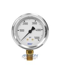 Wika Model 212.53 Bourdon Tube Dry Case Pressure Gauge 2.5 in. 0-5000 PSI 1/4 in. NPT - Lower Mount - No Flange