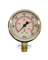 Wika 212.53 Bourdon Tube Dry Case Pressure Gauge 2.5 in. 0-6000 PSI 1/4 in. NPT - Lower Mount - No Flange WIKA-52089495 