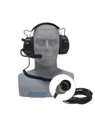 Amron Standard Headset with 4 Pin Audio Connector with 6 Foot Coil Cable and 12 Foot Straight Extension 2460-31R-12