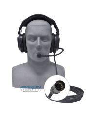 Amron Deluxe Headset with Boom Mic and 4 Pin Audio Connector with 25 Foot Straight Cable 2401-31R-25