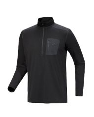 Arc'teryx Cold WX Zip Neck AR - Wool Men's Base Layer in Black, X000005090