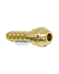 O2 Hose Barb Nipple 1/4 inch Hose ID x 1-7/16 inch Brass NP-10