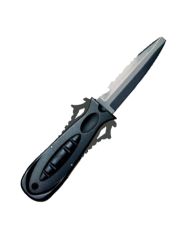 AquaLung Squeeze Lock, Blunt Tip Stainless Steel Fixed Blade Knife - Charcoal DEP-47534