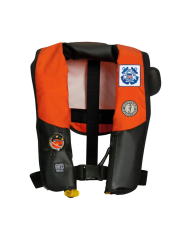 Mustang Survival Inflatable PFD with HIT (Auto Hydrostatic) for USCG Auxiliary - Orange/Black - Adult Universal MUS-MD3183-34