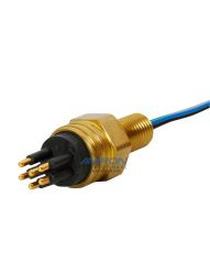 Micro Wet Bulkhead Connector - 5 Pin Male, Brass, 13 In. Wire, Standard Thread MCBH5M