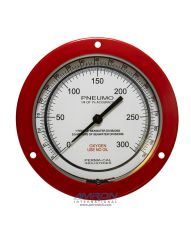 Perma-Cal 6IN. FF PNEUMO GAUGE; .25% ACC FS;  90 MSW/300 FSW; RED; 1/4 MNPT BK FTG
