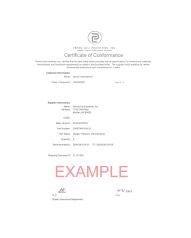 Perma-Cal Certificate of Conformance