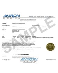 Amron Certificate of Conformance QA-FRM-040