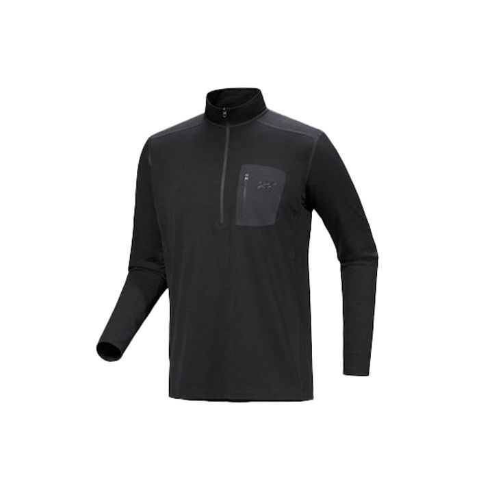 Arc'teryx Cold WX Zip Neck AR - Wool Men's Base Layer in Black, X000005090