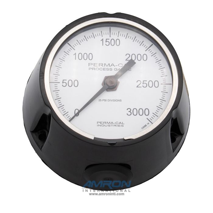3.5 IN TURRET PROCESS GAUGE; POINTER DAMPENING; 0-3000PSI; BLACK CASE; 1/4IN NPT BACK FITTING