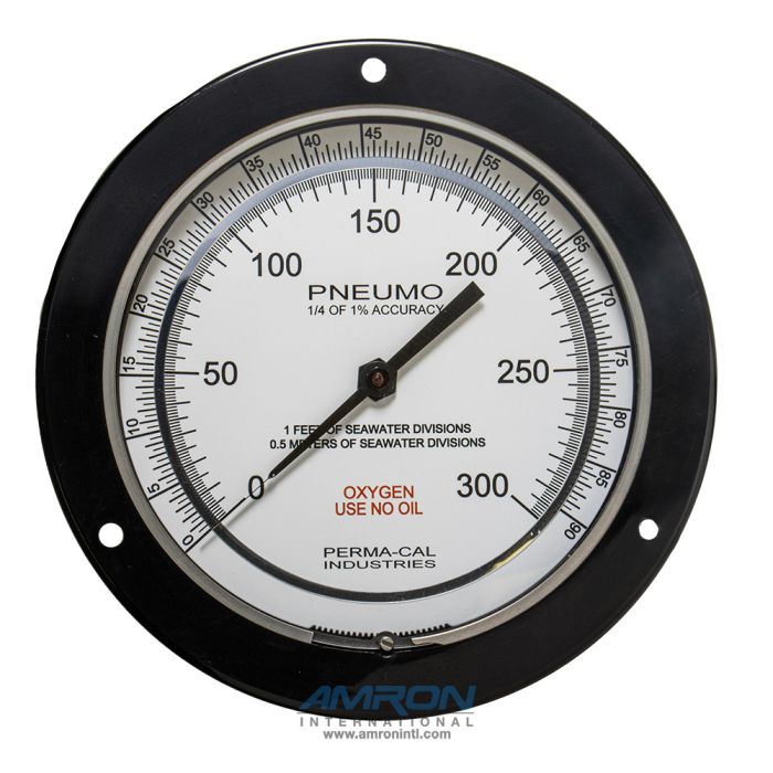 6IN. FF PNEUMO GAUGE; .25% ACC FS;  90 MSW/300 FSW; BLK; 1/4 MNPT BK FTG
