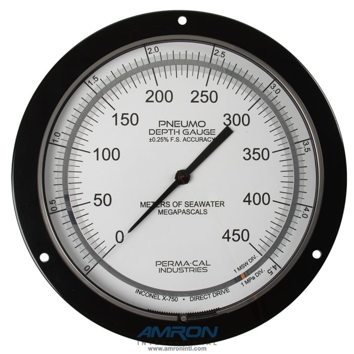 Perma-cal 8.5 IN. PNEUMO DEPTH GAUGE;  0.25% ACCURACY; 450 MSW/1500 FSW;  PER-208FTM95A01-1
